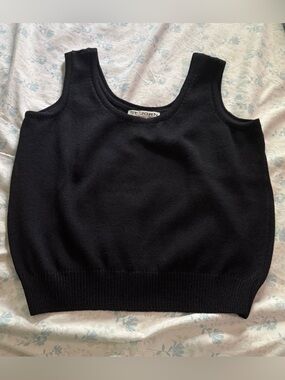 ST. JOHN BASICS Scoop Neck Santana Knit Top Tank Black Size M